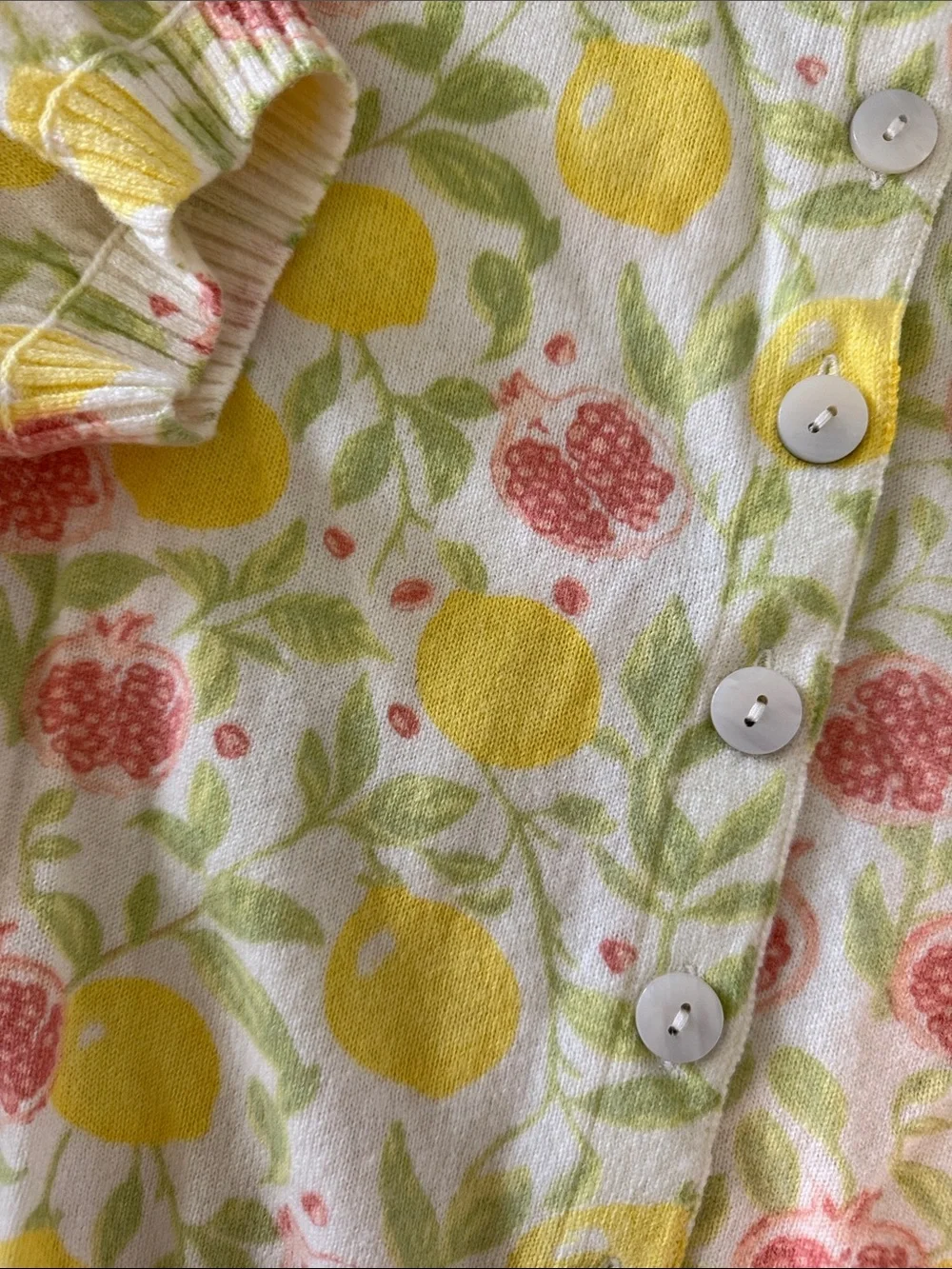 Free People Isla Printed Cardigan - Wool/Cashmere Lemons and Pomegranates - Picture 3 of 4
